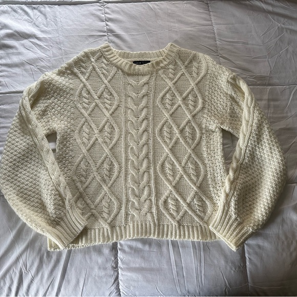 SHEIN Sweaters - SHEIN Cream Textured Knit Sweater